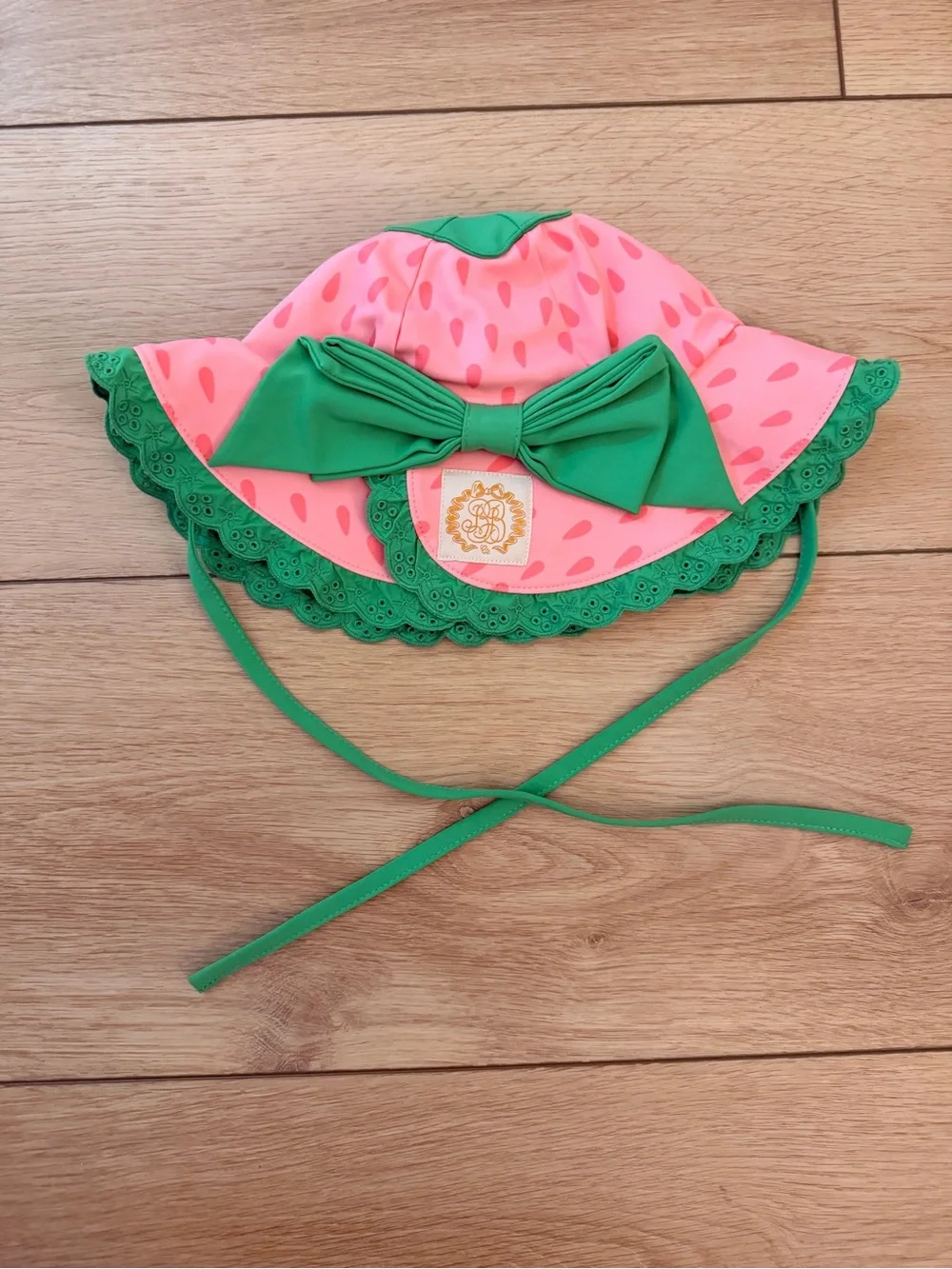 The Beaufort Bonnet Company Pink & Green watermelon Bow Sun Hat